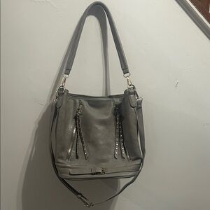Madison West Charcoal Studded Shoulder Bag